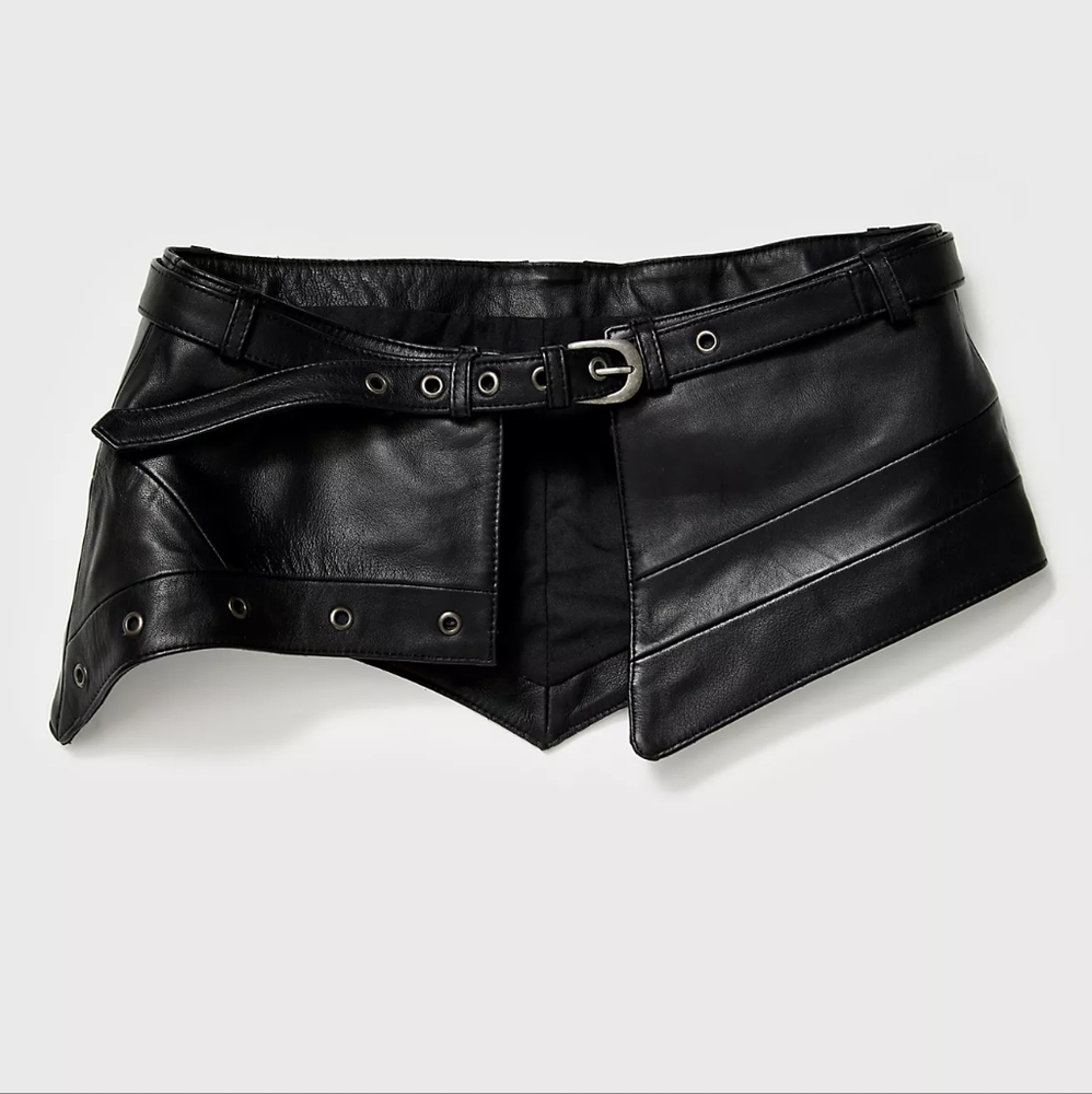 NWT Free People Daytona Leather Skirt Belt- Lg